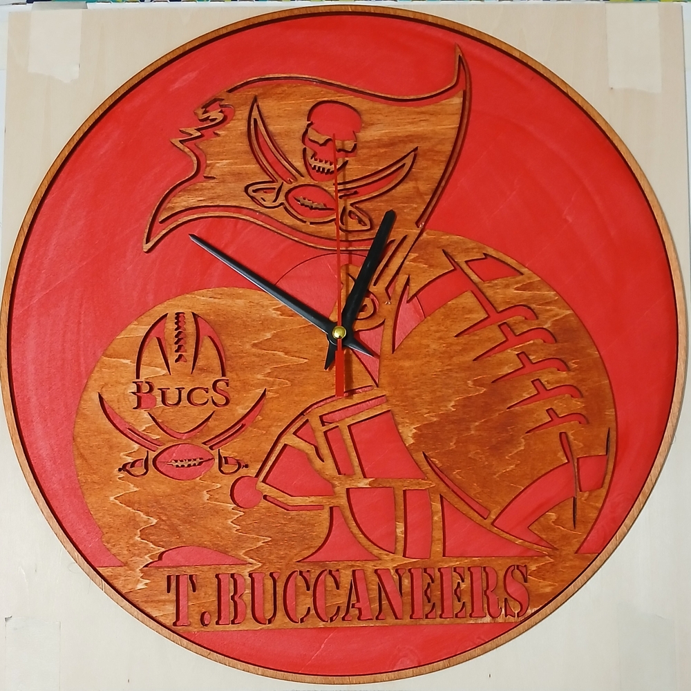 T. Buccaneers Red and Brown Wall Clock